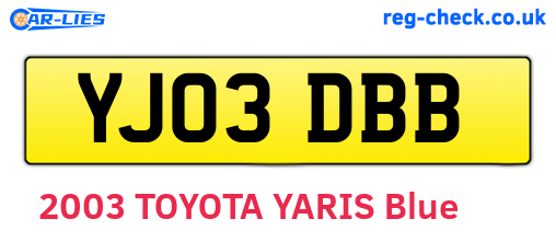 YJ03DBB are the vehicle registration plates.