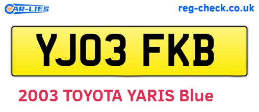 YJ03FKB are the vehicle registration plates.