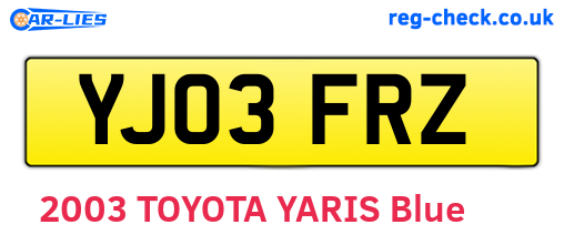 YJ03FRZ are the vehicle registration plates.