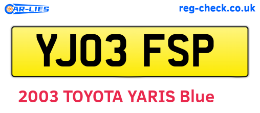 YJ03FSP are the vehicle registration plates.