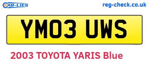 YM03UWS are the vehicle registration plates.