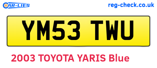 YM53TWU are the vehicle registration plates.
