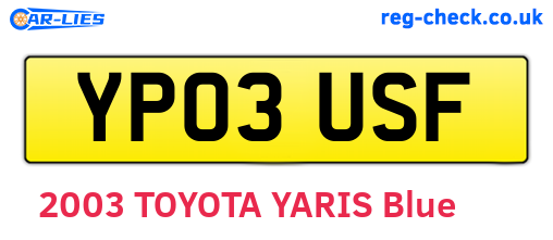 YP03USF are the vehicle registration plates.