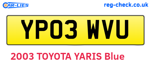 YP03WVU are the vehicle registration plates.