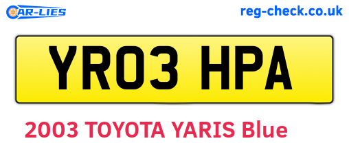 YR03HPA are the vehicle registration plates.