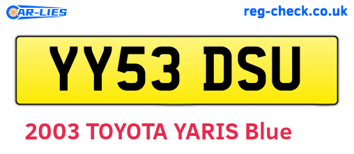 YY53DSU are the vehicle registration plates.