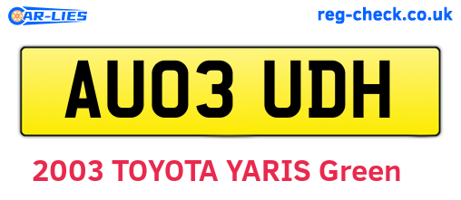 AU03UDH are the vehicle registration plates.