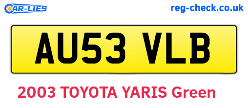 AU53VLB are the vehicle registration plates.