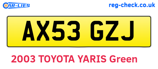 AX53GZJ are the vehicle registration plates.