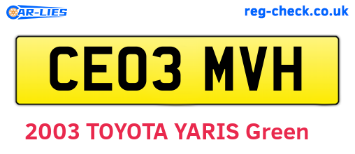 CE03MVH are the vehicle registration plates.