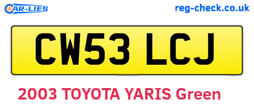 CW53LCJ are the vehicle registration plates.