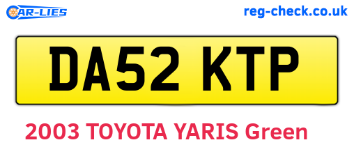 DA52KTP are the vehicle registration plates.