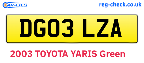 DG03LZA are the vehicle registration plates.