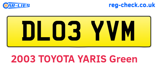 DL03YVM are the vehicle registration plates.
