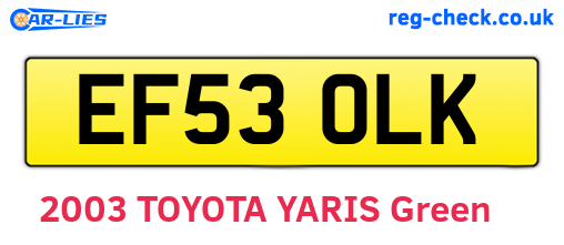 EF53OLK are the vehicle registration plates.
