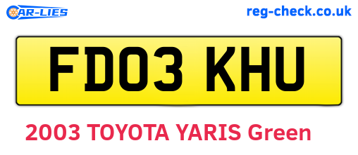 FD03KHU are the vehicle registration plates.
