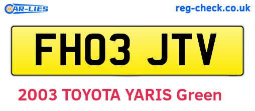 FH03JTV are the vehicle registration plates.