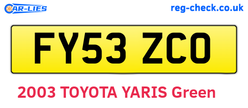 FY53ZCO are the vehicle registration plates.