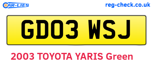 GD03WSJ are the vehicle registration plates.
