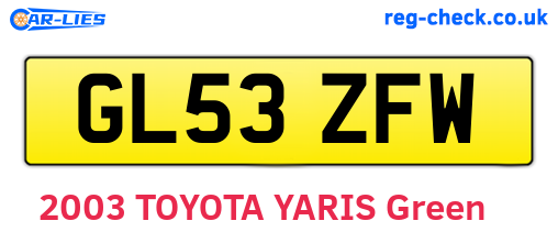 GL53ZFW are the vehicle registration plates.