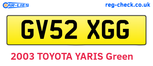GV52XGG are the vehicle registration plates.