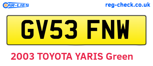 GV53FNW are the vehicle registration plates.
