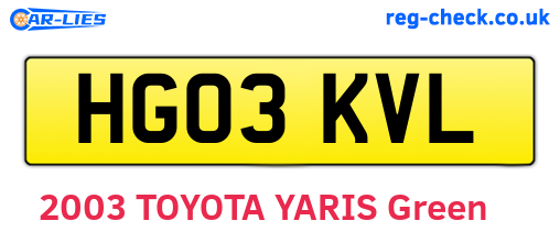 HG03KVL are the vehicle registration plates.