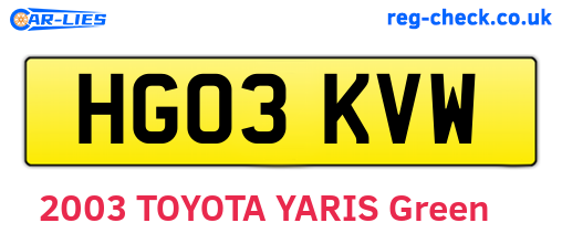 HG03KVW are the vehicle registration plates.