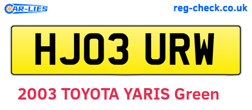 HJ03URW are the vehicle registration plates.