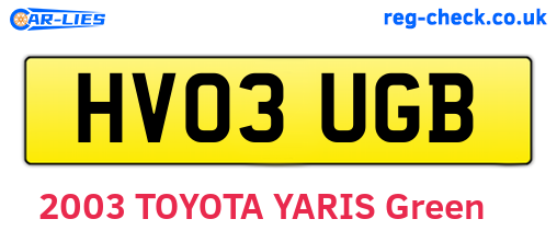 HV03UGB are the vehicle registration plates.