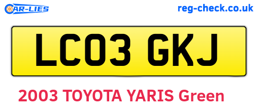 LC03GKJ are the vehicle registration plates.