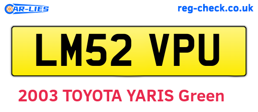 LM52VPU are the vehicle registration plates.