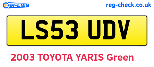 LS53UDV are the vehicle registration plates.