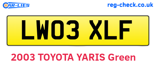 LW03XLF are the vehicle registration plates.
