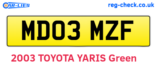 MD03MZF are the vehicle registration plates.