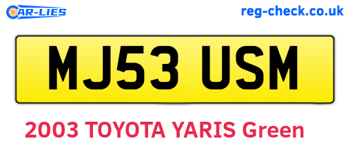 MJ53USM are the vehicle registration plates.