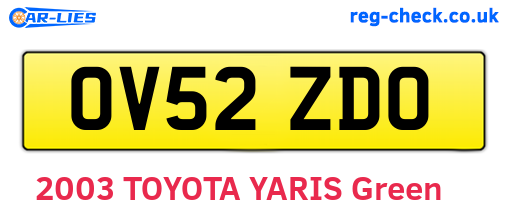 OV52ZDO are the vehicle registration plates.