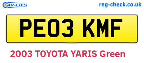 PE03KMF are the vehicle registration plates.