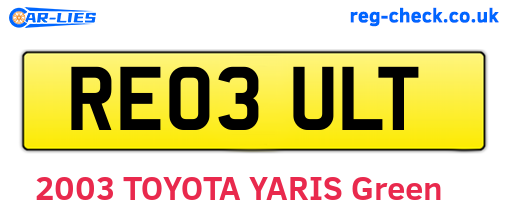 RE03ULT are the vehicle registration plates.