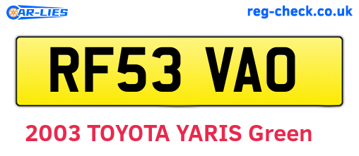 RF53VAO are the vehicle registration plates.