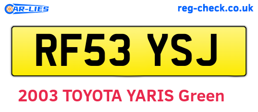 RF53YSJ are the vehicle registration plates.