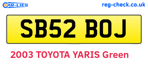 SB52BOJ are the vehicle registration plates.