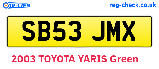 SB53JMX are the vehicle registration plates.
