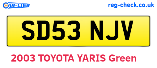 SD53NJV are the vehicle registration plates.