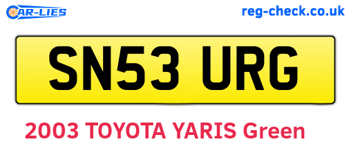 SN53URG are the vehicle registration plates.