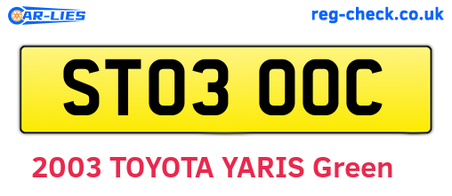 ST03OOC are the vehicle registration plates.