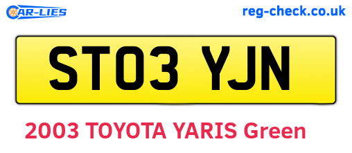 ST03YJN are the vehicle registration plates.