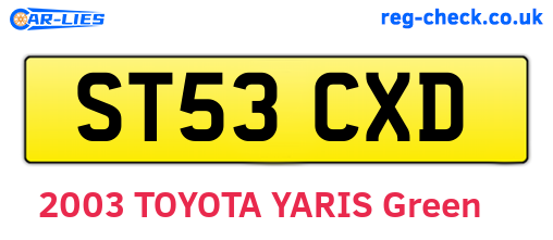 ST53CXD are the vehicle registration plates.