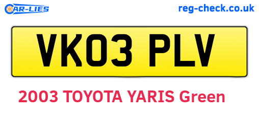 VK03PLV are the vehicle registration plates.