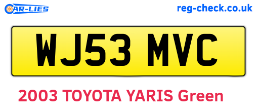 WJ53MVC are the vehicle registration plates.